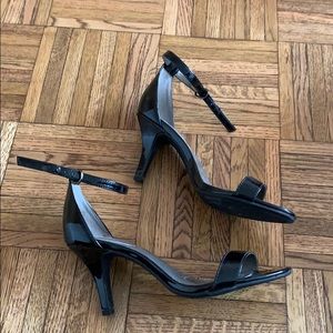 Black patent leather Bandolino straps high heel